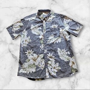 7 Diamonds “Tempest Garden” Gray Floral Short Sleeve Shirt XL 100% Cotton